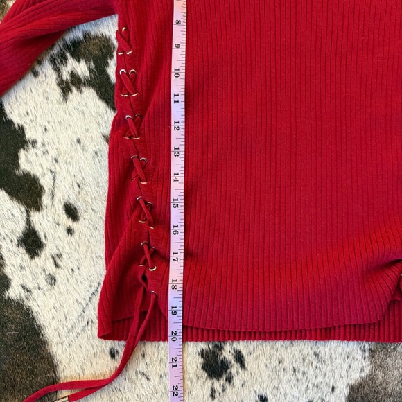 MAJE Manuello lace-up mock-neck stretch-knit jumper Wool Blend Top Sz 2 US M - Picture 12 of 12